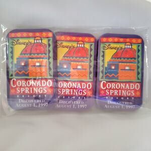 X3 Vintage 90s Disney Coronado Springs Resort 8.1.97 Metal Pinback Collectibles